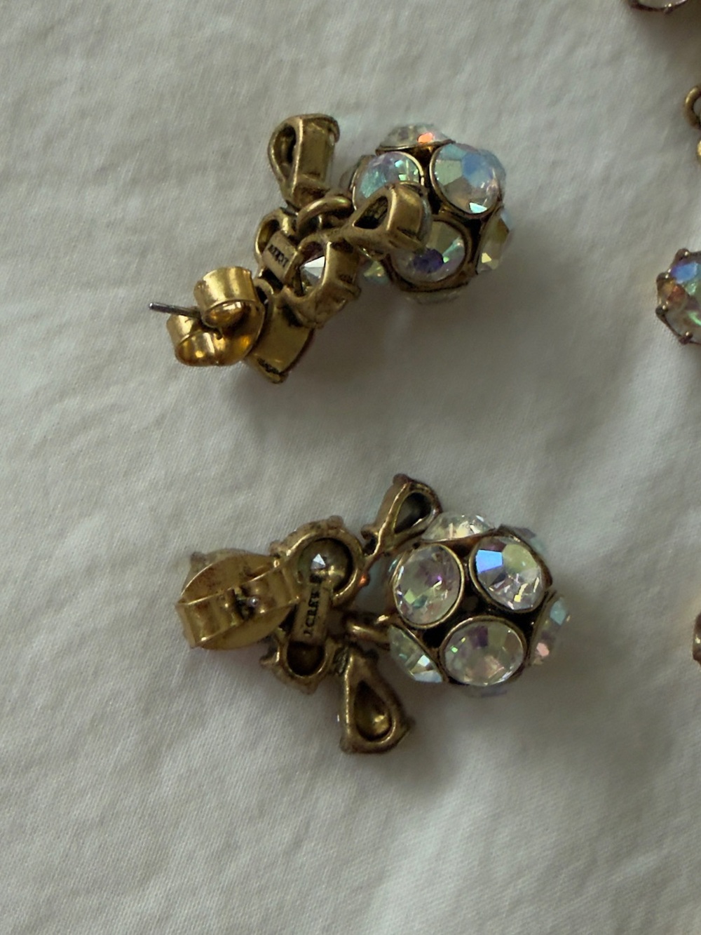 RARE Vintage JCrew Brûlée Crystal Flower Cluster Necklace & Earring set w/pouch - Picture 4 of 4